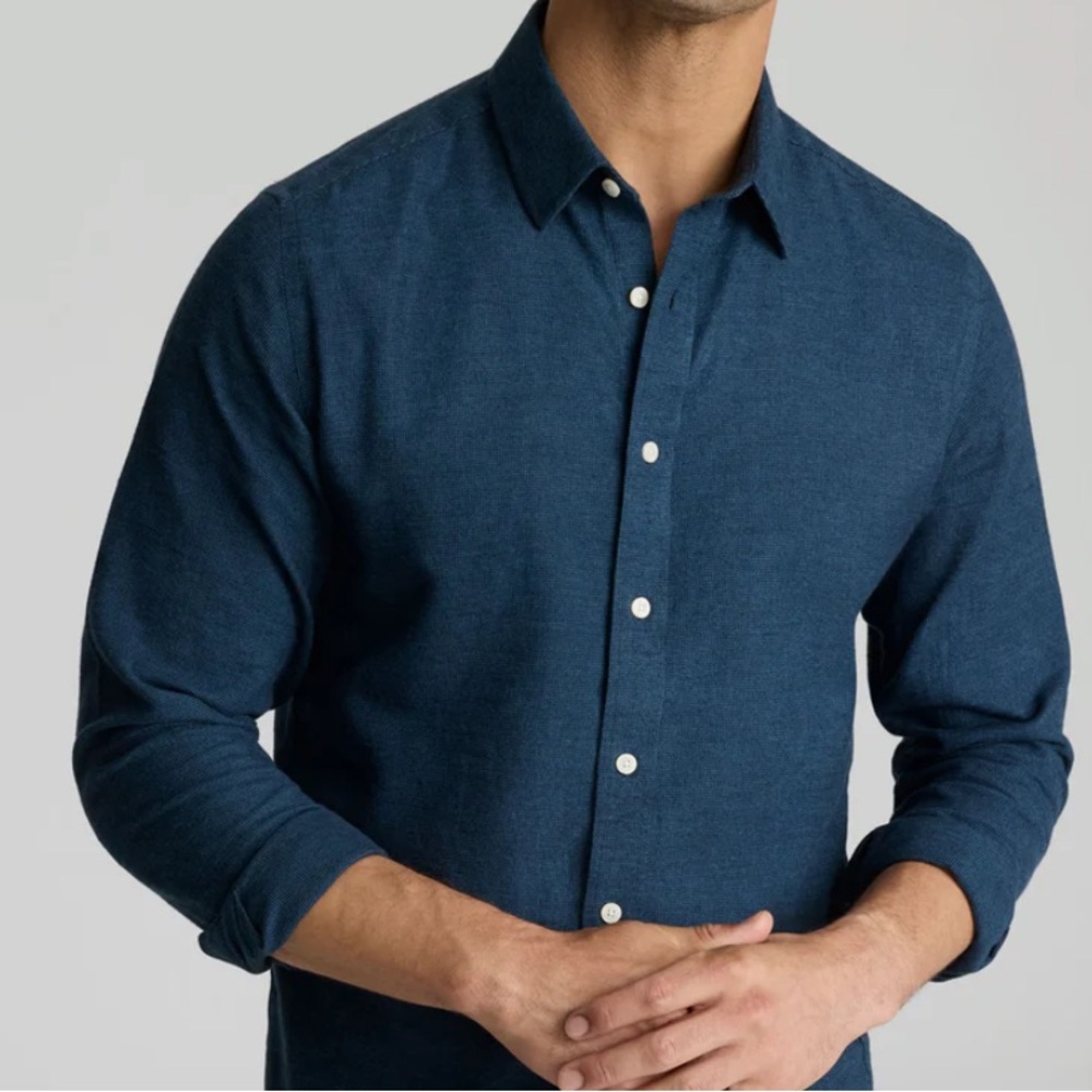 Men's Indigo Blue Long-Sleeve Button-Up Shirt